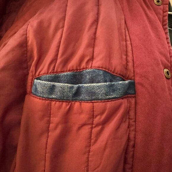 Yukon Trail Men's Vtg Denim Varsity Bomber Jean Jacket Striped Sleeves XL - Picture 7 of 10